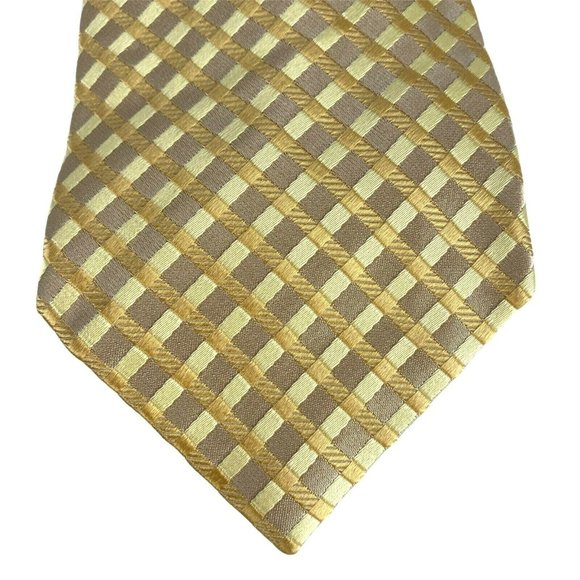 BCBG Attitude Yellow Gold Intersecting Stripes Tie - Picture 2 of 9